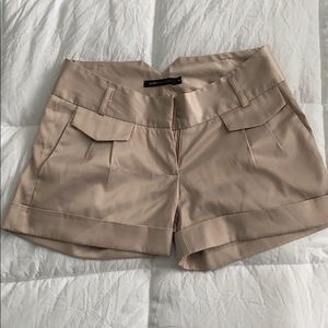 BCBGMaxazria Champagne silk shorts